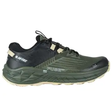 Hi-Tec Fuse Trail Low Trail Running Herrskor, Trail Skor för män, Vandringsskor för män, Olive Night Black Docker, 40 EU bred