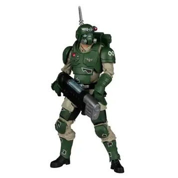 Bizak McFarlane figur Astra Militarum Karskin av Warhammer 40000, TV-spel online, 18 cm ledad skulptur, med tillbehör, samlarkort och utställningsbas, (64380961)