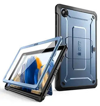 SUPCASE Unicorn Beetle Pro-seriens fodral för Galaxy Tab A8 10,5 tum 2021 (SM-X200/SM-X205/SM-X207), robust robust och slitstarkt stativfodral med inbyggt skärmskydd (lutning)