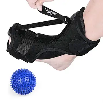 supregear Plantar Fasciitis Nattskena, Justerbar Plantar Fasciitis-skena med Taggig Massageboll, Andningsbar Plantar Fasciitis-stöd för Platta Fötter Achilles Tendonit Häl Ankelfot