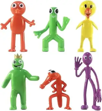 FABIIA Populära Speltecknade Karaktärer Rainbow Friends Figurer Statue Friends Toys Figur 2,5-4,5 Tum Cake Toppers Set Desktop Decoration For Fans/6St B