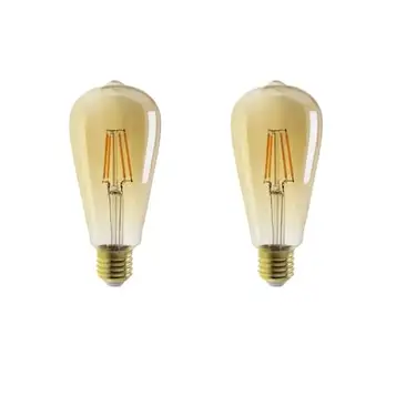 PFHSKLCWY Glödlampa 2ST LED-glödlampa E14 E27 C35 C35T ST64 G80 A60 220V 4W 9W Varmvitt glas 360 graders retroljuslampor Belysning(ST64 E27 2700K)