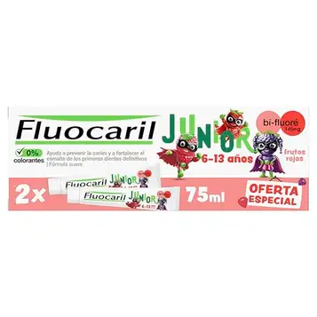 FLUOCARIL Junior 6-12 år tandkräm gel frukt rouges 2x75ml