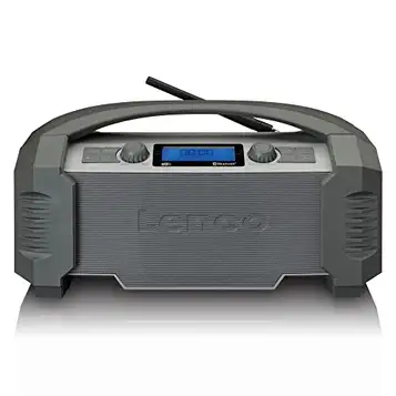 Lenco ODR-159 Dab+ byggarbetsplatsradio – Bluetooth 5.0, IP54 FM-mottagare, vattentät – 15 W – RMS-batteri – med laddare – AUX-in – USB – 5 000 mAh – grå