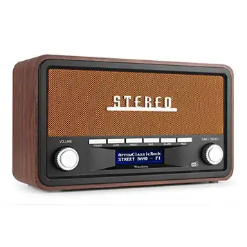 Audizio Radio DAB  Foggia Bluetooth och alarm  Foggia retro DAB+ radio med Bluetooth Bärbar stereoradio med larm 50W Peak effekt