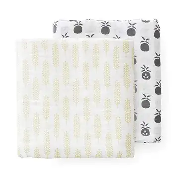 Fresk Muslin Swaddle gasväv handduk filt  muslin Swaddle Swaddle Filt-set med 2 ananas 120/120 grön