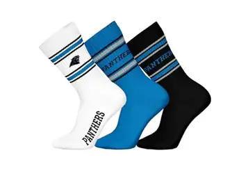 NFL Unisex Carolina Panthers 3pk Crew Socks Sportstrumpor (3-pack)