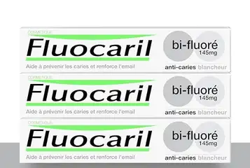 FLUOCARIL Bifluorerad 145 mg anti-karies tandkräm förstärkt emalj och starka tänder hjälper till att förhindra håligheter och återställa den naturliga vitheten i dina tänder (3 x 75 ml)