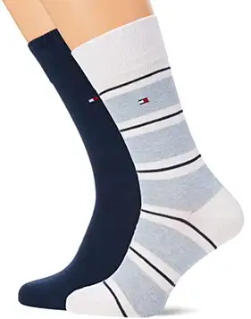 Tommy Hilfiger Rugby Colorblock Classic Sock för män (2-pack), blå, 39 EU