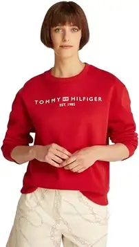 Tommy Hilfiger Dam MDRN REG CORP LOGO C-NK SWTSHRT WW0WW39791, röd, XXL, Röd (primär röd), XXL