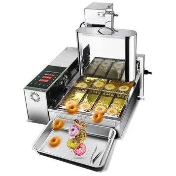 YXYLJOZ Kommersiell Automatisk Donut Maker Donut Machine Maker, 4 rader Digital Donut Fritös med kontrollpanel, Justerbar Donut