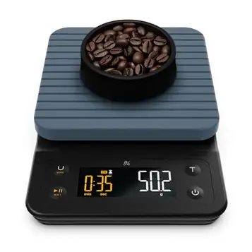 Greater Goods Storare varor digital exakt kaffevåg för Pour-Over Maker, med timer för bra fransk press och allmän köksanvändning, designad i St. Louis, (stenblå)