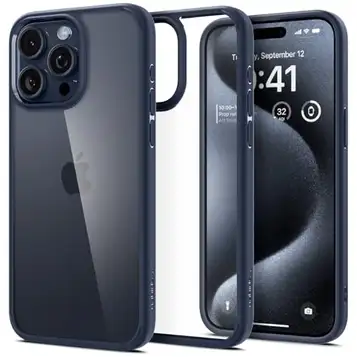 Spigen Ultra Hybrid Skal kompatibel med iPhone 15 Pro Max Case Fodral -Navy Blue