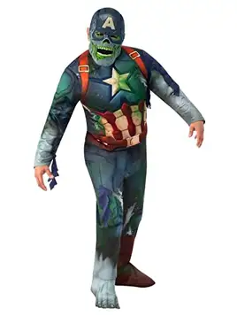 Rubie's Rubies 702730STD Zombie Captain America Deluxe kostym maskeradklänning, män, flerfärgad, standard halloween halloween