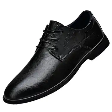 UOPYNE Snörning av spetsad tå Läder Formell Skor Oxford Formell Skor for män Anti-halk Non-Slip Block Häl Low Top Business(Black,43UK)