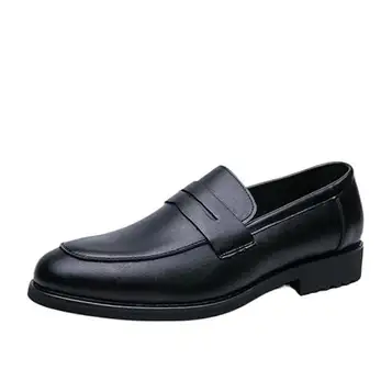 FYMLP Classic Slip On Men's Loafers Simple Style Black Dress Casual Bean Shoes Fashion Korean Style All-Match Height Increase Oxford Shoes(42EU)