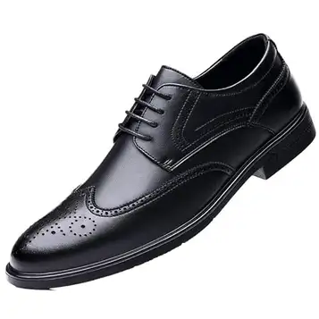 UOPYNE Men's Black Dress Shoes Mens Dress Shoes Casual Oxford Shoes Dress Sneakers Comfortable Business Wingtip Brogue Office Shoes Anti-slip Low Top Non Slip Prom(Black,38 EU)