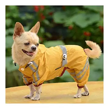 3°Amy Pet Dog Cool Raincoat Glisten Bar Hoody Vattentät Rain Lovely Jackets Coat Apparel Kläder (Color : Yellow, Size : L)