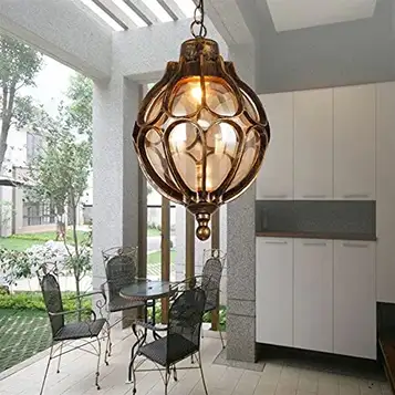 DHSKFUA Utomhushängande lampa Klassisk IP55 Vattentät Veranda Suspension Lykta E27 Metallbur Retro ljuskrona för Park Villa Uteplats Balkong Ljuskrona (Storlek H:43,5 cm) Intressanta hushållsblandare