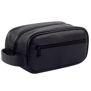 BONOOL Toalettväska i syntetiskt läder för män Tvättdusch Makeup Organizer Retro Wristlet Handväska Dam Portabelt kosmetiskt fodral