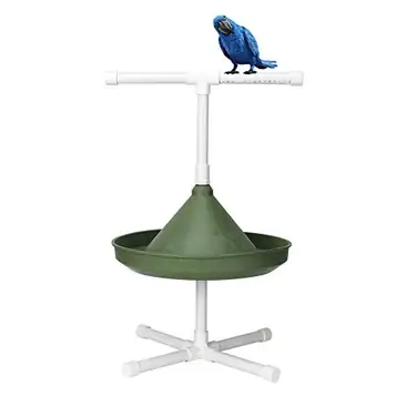 Zerodis Bird Bading Abborre, Multifunktionell Hopfällbar Bird Standing Platform Fäste Bird Bird Bath Bath Stand for Papegoja Parakit Macaw Kakadua Afrikanska Grays Budgies(#1)