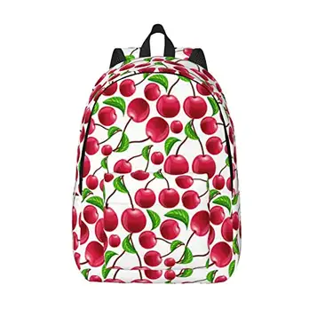 YTORA Red Cherries laptop ryggsäck, ryggsäckar elementära bokväskor kvinnor mode vardaglig dagväska resor, högskola, lärare, Svart, Small