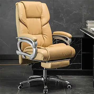 AJYBYUKJ Executive Office Chair 360° vridbar datorbordsstol med ryggstöd 90°-135° lutande kontorsstolMikrofiber Läder Ergonomisk stol med fotstöd och länkarmstöd Gul att förfölja Beauty Comes