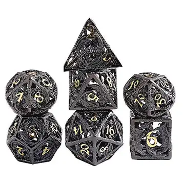 PiurUf Tärningar 7 PCES ren coppermetal ihålig tärningssats som används for dungeon och drake rollspel tärning totems tärning set 6 Färger Pricktärningsset (Size : 15)