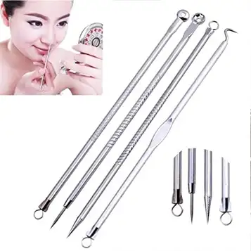 PiurUf Acne rostfri nål 4 st Rostfritt stål Blackhead Remover Tool Kit Face Massage Whitehead Pimple Comedone Acne Extractor Clean Care Tools Ansiktsvård Tool (Size : United States)