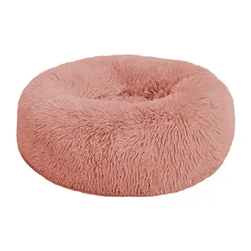 Generic Husdjurssängar valpbädd hundlåda matta hundbur dyna husdjur bo kattbo matta hundbo plysch rund vinter varm hundbädd husdjurssäng kattbo, läder rosa, diameter 40 cm